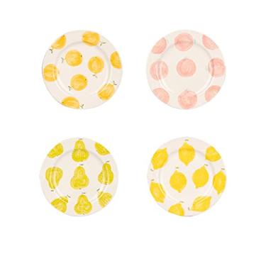 Imagem de Prato de serviço de cerâmica conjunto de 4 pratos de sobremesa redondos de cerâmica para forno de micro-ondas e lava-louças (23,5 cm)