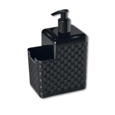 Imagem de PORTA DETERGENTE E ESPONJA COM BICO DOSADOR RATTAN PRETO