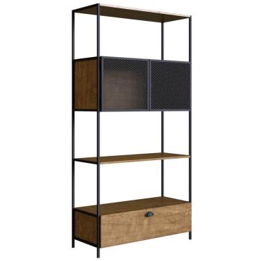 Imagem de Estante Livreiro 2 Portas 1 Gaveta Estilo Industrial York Vermont-preto - Artesano