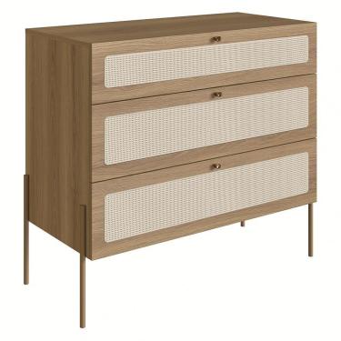 Imagem de Cômoda Para Quarto 3 Gavetas Pé Metal Arlo A10 Hanover Dourado - Mpozenato