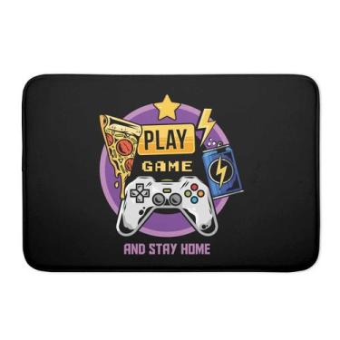 Imagem de Tapete Quarto Emborrachado Preto Games - Novadecora