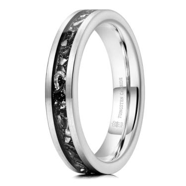 Imagem de THREE KEYS JEWELRY Anel de noivado de tungstênio de 4 mm/8 mm preto/ouro/ouro rosa anel de noivado personalizado para homens mulheres casal ajuste confortável acabamento fosco borda central incrustado