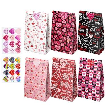 Imagem de JWSCYSY 24 unidades de sacos de petiscos, pequenos sacos de brindes com adesivos, mini saco de papel para presente de dia dos namorados, lembrancinhas de festa.