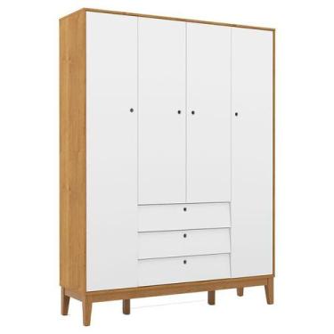 Imagem de Guarda Roupa Infantil 4 Portas Unique Freijó Branco Soft Eco Wood - Ma