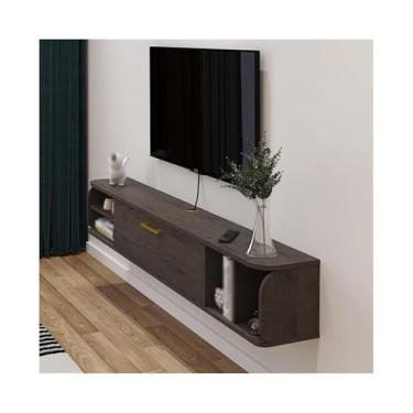 Imagem de CFGH6FDF Suporte de TV flutuante armário de TV montado na parede, prateleiras flutuantes com porta, console de mídia de entretenimento armazenamento central sob unidade de parede de mídia de TV (1708