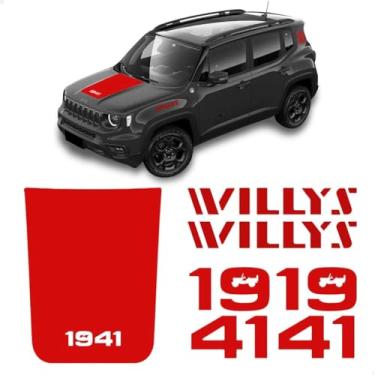 Imagem de SPORTINOX, Kit De Adesivos Para Jeep Willys Renegade 2025 1941 Vermelho
