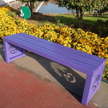 Imagem de Bancos de jardim para ambientes externos, banco de metal ao ar livre, bancos de parque para fora, banco de pátio para gramados, quintais, varandas, entradas de trabalho, capacidade de 500 libras (roxo