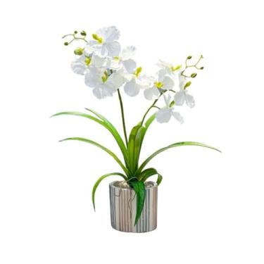 Imagem de CFGH6FDF Decoração de mesa de flores simuladas de orquídea borboleta de alta qualidade para festas, vasos de plantas falsas, armário de TV e jardim