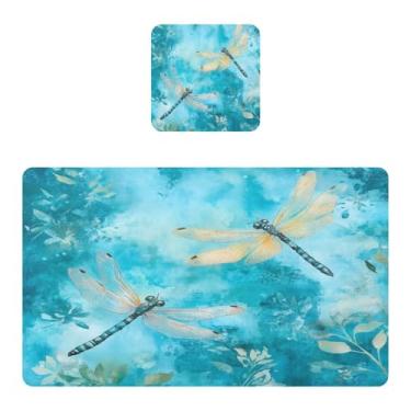 Imagem de Burbuja Jogo americano Dragonfly conjunto de 4 para mesa de jantar, tapetes de mesa de cozinha antiderrapantes resistentes ao calor, fáceis de limpar, 30 x 45 cm