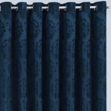 Imagem de Cortina Jacquard  7,00x2,30 Para Varão Simples - Ludatex, Azul Marinho