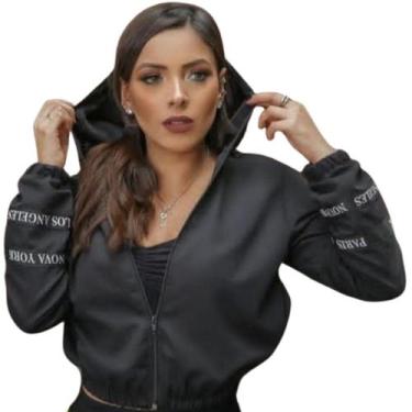Imagem de Jaqueta Feminina Corta Vento Cropped com Capuz  Estilo e Conforto  Cor