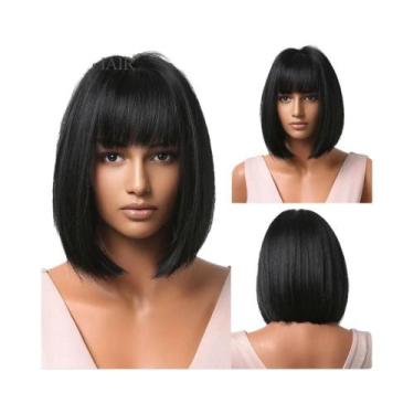 Imagem de Peruca Curta Lisa Ombre Marrom Loiro Para Mulheres, Sintética Natural 