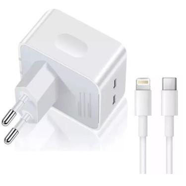 Imagem de Carregador Turbo Duplo Usb-c Compativel iPad e iPhone 12 13 14 - 40w
