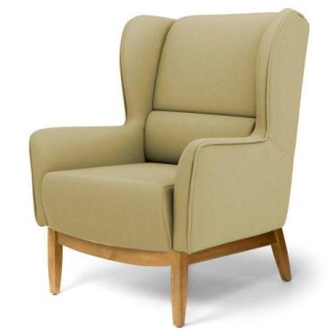 Imagem de Poltrona Milena Base De Madeira Corano Bege Escuro C-19 - LYAM DECOR