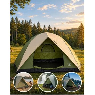 Imagem de Barraca de Acampar para 7 Pessoas Verde Alta Impermeável Premium Campi