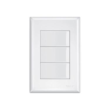 Imagem de Interruptor Simples Triplo Fame Evidence com Placa 4x2 Branca