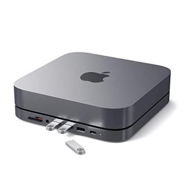 Imagem de Suporte e Hub de Alumínio Porta de Dados USB-C, Leitores de Cartão Micro/SD, USB 3.0 e Entrada de Fone de Ouvido – Compatível com Mac Mini (2018 e posterior), SATECHI