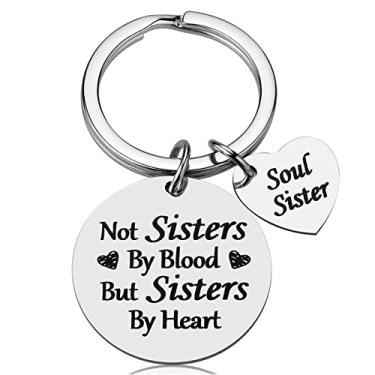 Imagem de Presentes de Amizade para Mulheres - Não Irmã de Sangue, mas Irmãs de Coração, Presentes de Melhor Amigo para Mulheres Adolescentes Irmãs, Presentes de Aniversário para Melhor Amigo BFF Jewelry, Preto