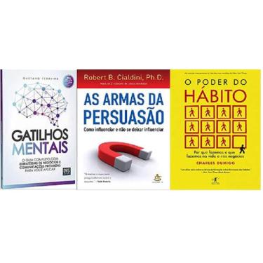 Imagem de Kit 3 Livro Arma Persuasao + Gatilhos Mentais + Poder Hábito - Sextant