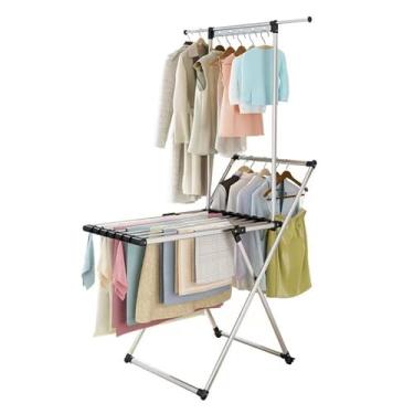 Imagem de Suporte de secagem de roupas, rack de secagem de roupa dobrável, suporte para secadora de roupas de chão e desmontável, fácil de montar