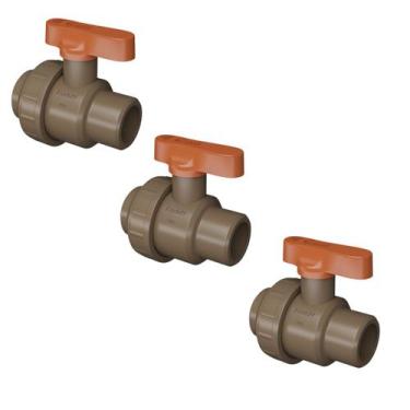Imagem de Kit 3x Registro De Esfera Soldável Pvc 50mm (1.1/2) Marrom - FORTLEV