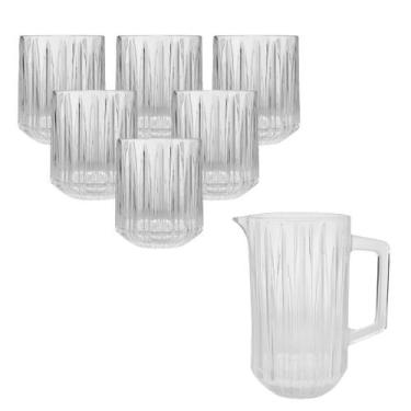 Imagem de Jarra copos cristal transparente 7 pç conjunto 1,45l 300ml - WOLF