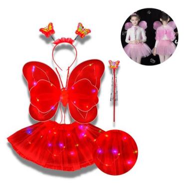 Imagem de Fantasia Infantil Asa Borboleta Com Saia Tule Luzes Led - B Import, Pr