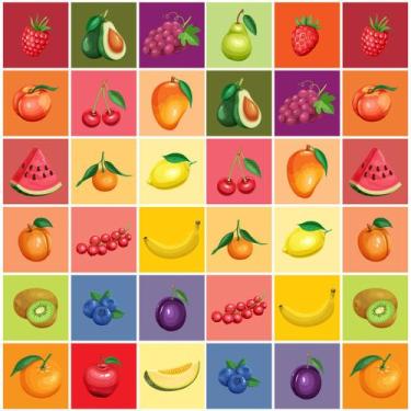 Imagem de Adesivo de Azulejo Cozinha Frutas 15x15cm 72un - Quartinhos