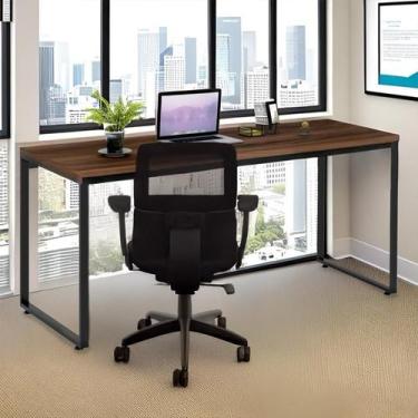 Imagem de Mesa de Escritório Sebastian Nogal e Preta - Mobly