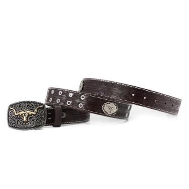 Imagem de Cinto Cowboy Estilo Muladeiro Country Couro Com Fivela Boi Decorada - 