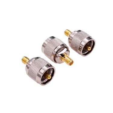 Imagem de Yuelulala 3 peças UHF macho PL259 plugue para conector SMA fêmea adaptador coaxial RF conector adaptador coaxial (Y53-3)