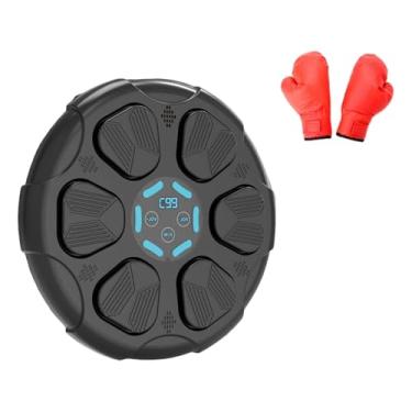 Imagem de rockible Máquina de boxe de música eletrônica Almofada de boxe Alvo de reação Alvo de parede de boxe de música para equipamento Exercício de karatê e taekwondo, Luvas Pretas para Criança