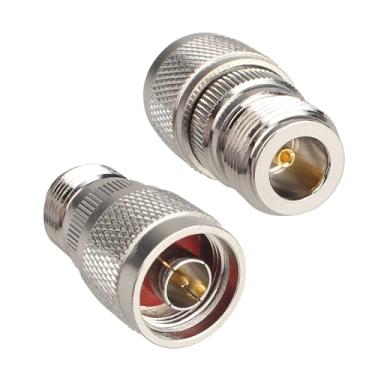 Imagem de Futheda 2 peças N macho para N fêmea conector N tipo N ângulo reto 90 graus RF adaptador coaxial de baixa perda compatível com roteador de rádio amador Wi-Fi antena cabo de extensão amplificador de