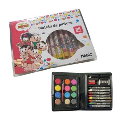 Imagem de KIT Escolar Infantil Maleta Estojo De Pintura - Canetinhas - Aquarela 24 Pçs (24Pç Tur Da Monic)