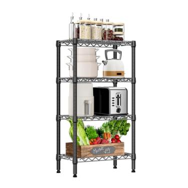 Imagem de M MZG Prateleiras de armazenamento de metal de 453 kg, 4 camadas, organizadores de armário com placa de polipropileno para garagem, cozinha, banheiro, lavanderia, preto, 30 cm P x 55 cm L x 100 cm A