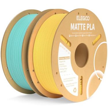 Imagem de ELEGOO Filamento Pla Fosco Verde-Azulado e Amarelo-Sol 2Kg, Filamento de Impressora 3D de 1,75 Mm, Precisão Dimensional +/- 0,02 Mm, Carretel de Papelão de 2 Unidades de 1 Kg(2,2 Libras) para A Maiori