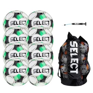 Imagem de SELECT Bola de futebol Thor, pacote de 8 bolas com bolsa de bolas e bomba de mão, branco/verde/preto V25, tamanho 5