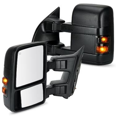 Imagem de Espelhos de reboque retrovisores adequados para Ford F-250 F-350 Super Duty 1999 2000 2001 2002 2003 2004 2005 2006 2007 Ford F-250 F-350 Super Duty Power Heated with Turn Signal (preto)