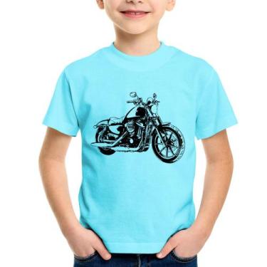Imagem de Camiseta Infantil Moto Sportster XL 883 Iron Art - Foca na Moda, Azul 