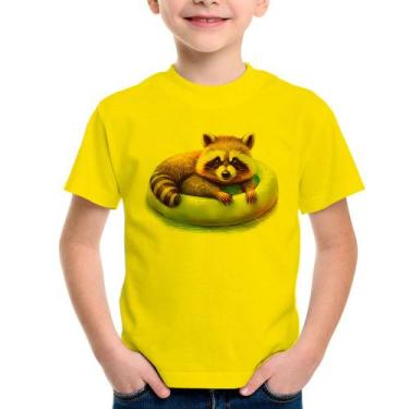 Imagem de Camiseta Infantil Panda Vermelho Relaxando Na Piscina - Foca na Moda, 