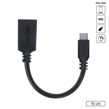 Imagem de Adaptador otg tipo c para usb a 3.0 15cm preto - p3amup-15 - PCYES