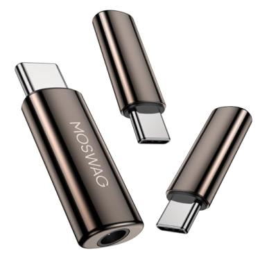 Imagem de MOSWAG Adaptador de fone de ouvido USB C para 3,5 mm, tipo C, adaptador de fone de ouvido, dongle de áudio, microfone auxiliar, chip DAC de alta resolução, compatível com Samsung Galaxy S23 S22 Pixel