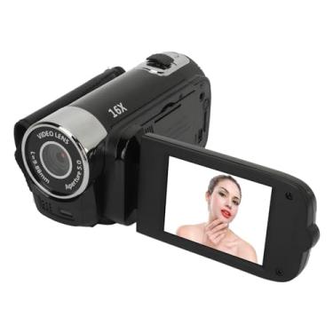 Imagem de Câmera digital 1080p, filmadora de 16 MP com tela giratória de 2,4 polegadas, gravador de vídeo HD com zoom de 16 x com luz de preenchimento, bateria embutida para câmera de vídeo (preto)
