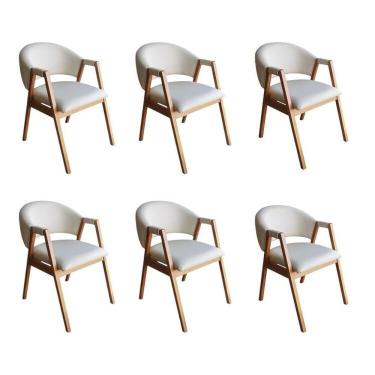 Imagem de Kit 6 Cadeiras Olivia Em Madeira Maciça De Eucalipto Factor Branco