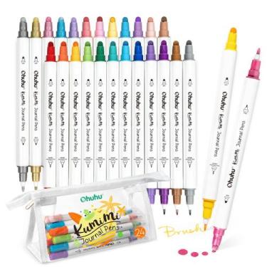 Imagem de Marcadores para colorir, canetas de jornal Ohuhu, 24 cores, pontas dup