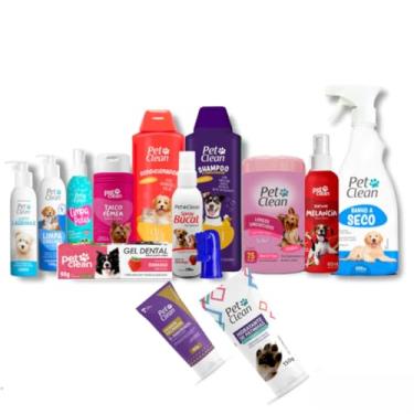 Imagem de Kit Banho e Higiene Completo para Cachorro Cães e Gatos Femea com Hidratantes de Patinha e Focinho e Perfume Melancia - Pet Clean