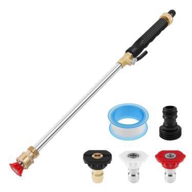 Imagem de ZJRDYYK Bocal de jato para lavadora de mangueira de jardim, varinha de alta pressão com 3 bocais diferentes e conectores de mangueira e fita adesiva (preto)