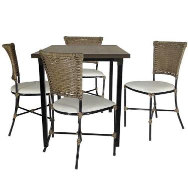 Imagem de 4 Cadeiras Gramado Pequi Mesa De Jantar Jogo De Jardim - PANERO MÓVEIS