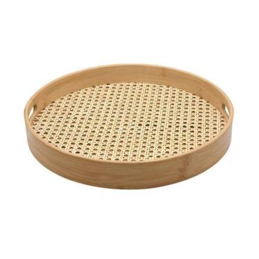 Imagem de Bandeja De Bambu Oikos Com Palha 35cm Redonda