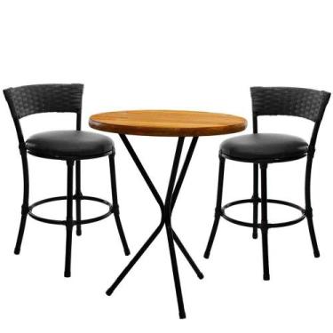 Imagem de 2 Banquetas Forts Baixa Fibra Preto Ferro Com Bistrô - PANERO MÓVEIS